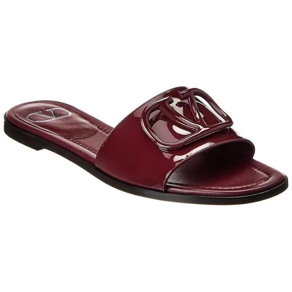 Valentino Garavani V Logo VLOGO Signature Flat Slides Mules Sandals Size 37.5